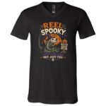 Reel Spooky Halloween Fishing Shirt, Funny Skeleton Fish T-Shirt, Spooky Fisherman Halloween Gift, Black, V-Neck T-Shirt Reel Spooky Halloween Fishing Shirt, Funny Skeleton Fish T-Shirt, Spooky Fisherman Halloween Gift, Black, V-Neck T-Shirt