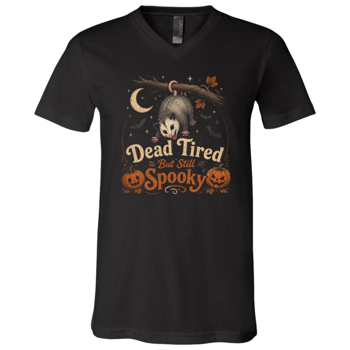 Dead Tired But Still Spooky Opossum Shirt, Funny Possum Halloween T-Shirt, Vintage Spooky Animal Halloween Tee, Black, V-Neck T-Shirt Dead Tired But Still Spooky Opossum Shirt, Funny Possum Halloween T-Shirt, Vintage Spooky Animal Halloween Tee, Black, V-Neck T-Shirt