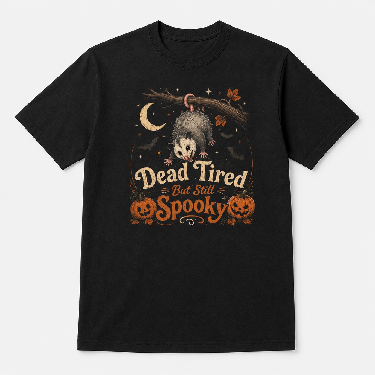 Dead Tired But Still Spooky Opossum Shirt, Funny Possum Halloween T-Shirt, Vintage Spooky Animal Halloween Tee - Image 7