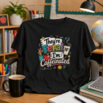 They're Feral I'm Caffeinated Teacher Shirt, Funny Teacher T-Shirt, Teacher Coffee Shirt, Back to School Teacher Tee - Thumbnail Image 2