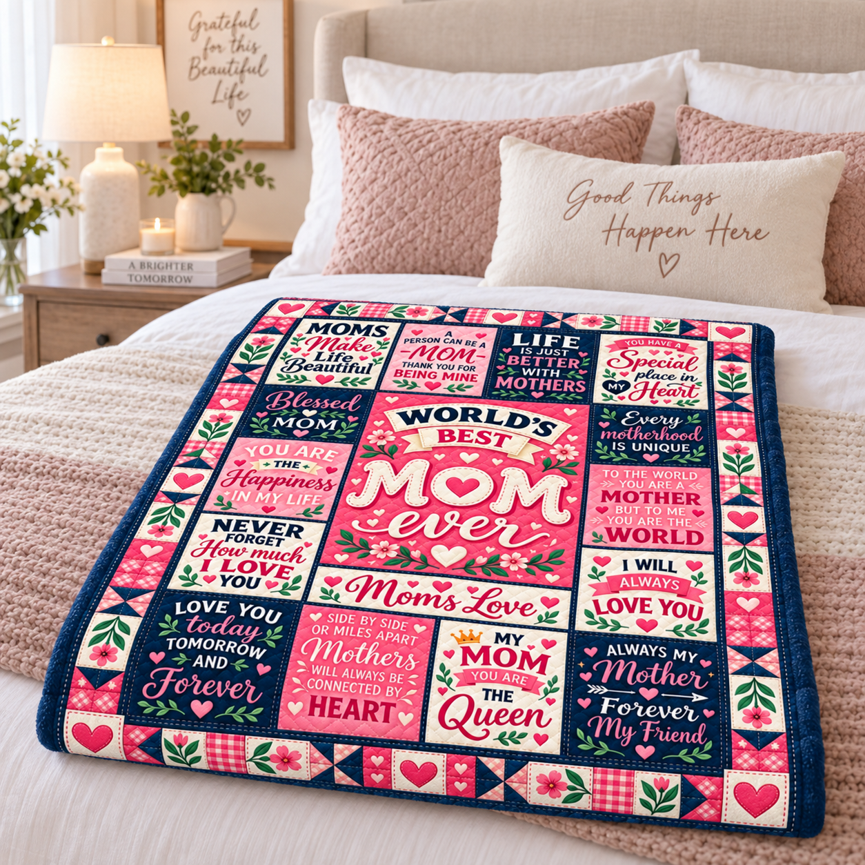 World’s Best Mom Blanket, Mother’s Day Gift for Mom, Mom Quote Blanket, Sentimental Mother Gift from Daughter Son - Image 6