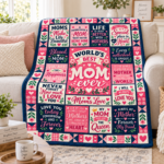 World’s Best Mom Blanket, Mother’s Day Gift for Mom, Mom Quote Blanket, Sentimental Mother Gift from Daughter Son - Thumbnail Image 11