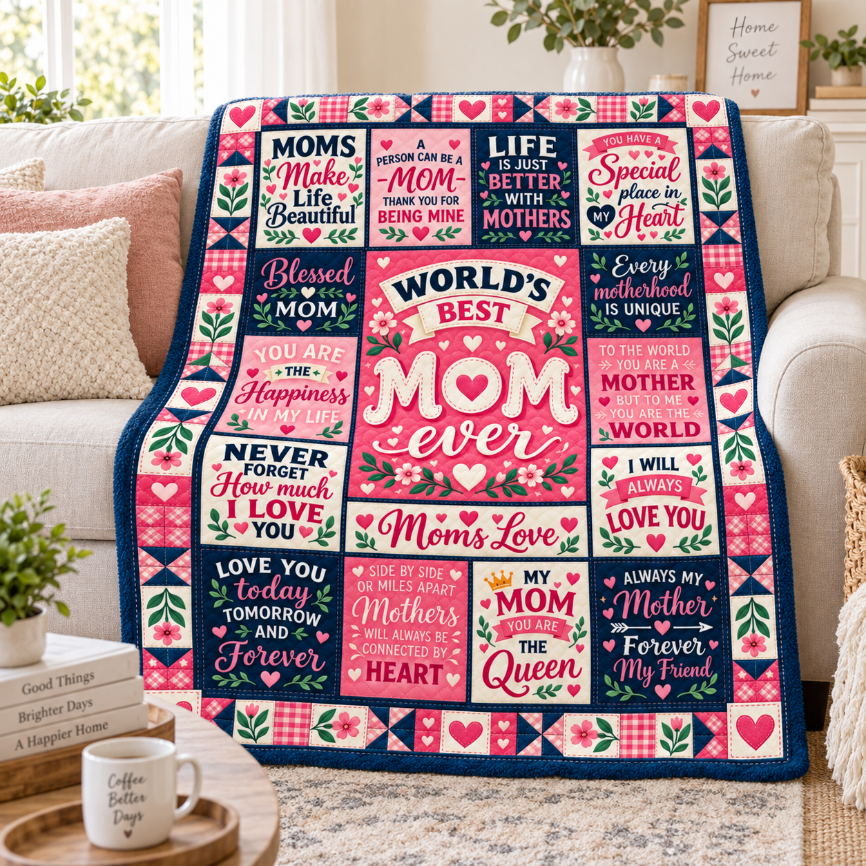 World’s Best Mom Blanket, Mother’s Day Gift for Mom, Mom Quote Blanket, Sentimental Mother Gift from Daughter Son - Image 11
