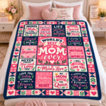 World’s Best Mom Blanket, Mother’s Day Gift for Mom, Mom Quote Blanket, Sentimental Mother Gift from Daughter Son - Thumbnail Image 12