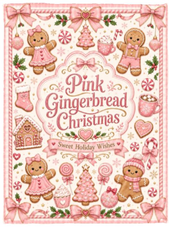 Pink Gingerbread Christmas Blanket, Cute Coquette Holiday Throw Blanket, Pink Christmas Fleece Blanket, White, Cozy Plush Fleece Blanket - 30x40 Pink Gingerbread Christmas Blanket, Cute Coquette Holiday Throw Blanket, Pink Christmas Fleece Blanket, White, Cozy Plush Fleece Blanket - 30x40