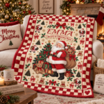 Personalized Vintage Santa Christmas Blanket, Custom Name Believe in Christmas Magic Throw, Retro Santa Fleece Blanket, Christmas Gift for Kids - Thumbnail Image 4