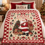 Personalized Vintage Santa Christmas Blanket, Custom Name Believe in Christmas Magic Throw, Retro Santa Fleece Blanket, Christmas Gift for Kids - Thumbnail Image 9