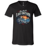 Meet Me at Lake Ontario Shirt, Vintage Lighthouse Sunset T-Shirt, Great Lakes Vacation Gift, Black, V-Neck T-Shirt Meet Me at Lake Ontario Shirt, Vintage Lighthouse Sunset T-Shirt, Great Lakes Vacation Gift, Black, V-Neck T-Shirt
