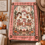 Boo Haw Cowgirl Ghost Halloween Blanket, Pink Western Spooky Throw, Cute Cowgirl Halloween Gift - Thumbnail Image 6