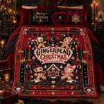Gothic Gingerbread Christmas Blanket, Spooky Dark Holiday Throw, Gingerdead Christmas Blanket, Alternative Christmas Gift - Thumbnail Image 3
