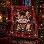 Gothic Gingerbread Christmas Blanket, Spooky Dark Holiday Throw, Gingerdead Christmas Blanket, Alternative Christmas Gift - Thumbnail Image 5