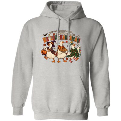 Happy Hallowthanksmas Goose Hoodie & Long Sleeve Sweatshirt, Funny Holiday Gift, Ash, Hoodie