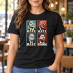 Hope Hate Halt Harm T-Shirt, Retro Political Satire Graphic Tee, Front Print Political Statement Shirt - Thumbnail Image 6