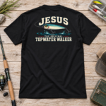 Jesus The Original Topwater Walker T-Shirt, Funny Christian Fishing Graphic Tee, Back Print Angler Gift - Thumbnail Image 4
