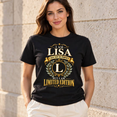 Alternative view of Personalized Name T-Shirt, I May Not Be Perfect But I Am Limited Edition, Custom Initial Front Print Birthday Gift