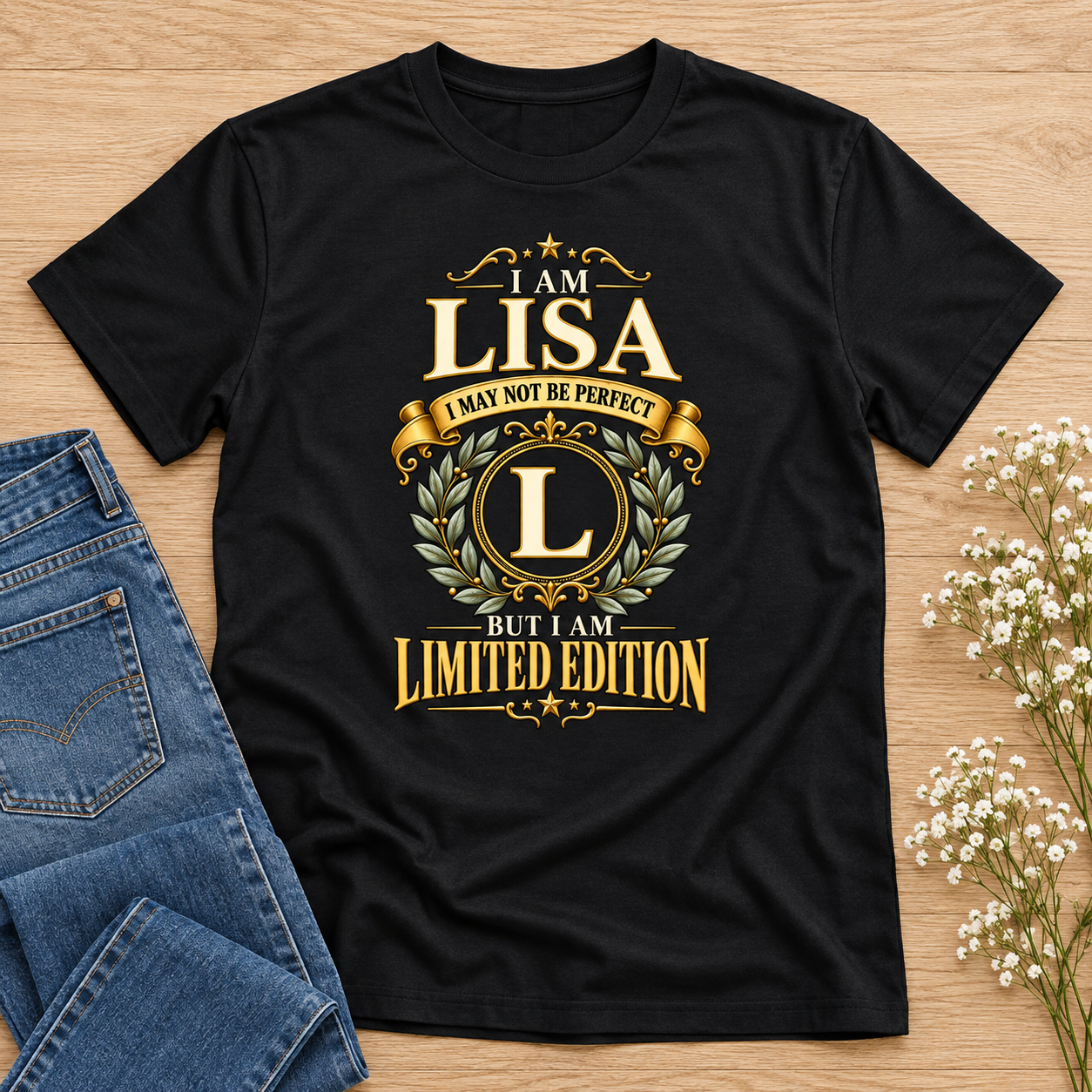 Personalized Name T-Shirt, I May Not Be Perfect But I Am Limited Edition, Custom Initial Front Print Birthday Gift - Image 5