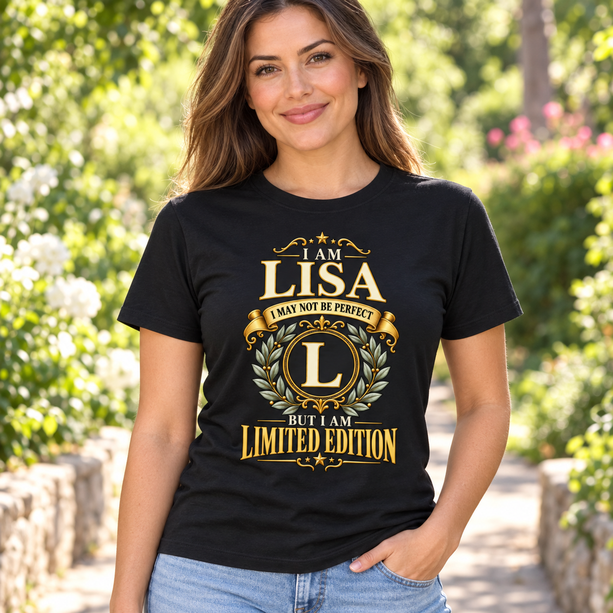 Personalized Name T-Shirt, I May Not Be Perfect But I Am Limited Edition, Custom Initial Front Print Birthday Gift - Image 7