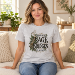 Will Burn Sage and Bridges As Needed T-Shirt, Funny Witchy Botanical Graphic Tee, Front Print Spiritual Humor Shirt - Thumbnail Image 4