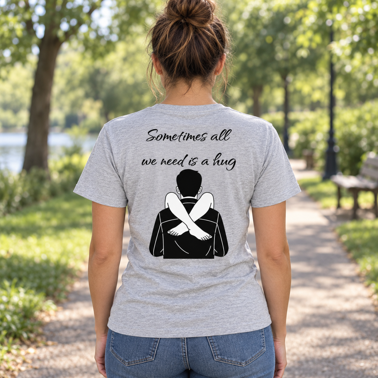 Sometimes All We Need Is a Hug T-Shirt, Funny Adult Humor Graphic Tee, Cheeky Back Print Novelty Shirt - Image 6