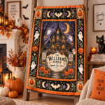 Personalized Halloween Family Blanket, Custom Family Name Haunted House Throw, Spooky Lives - Thumbnail Image 4