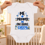 Me Plus Mommy Equals One Broke Daddy Baby Bodysuit, Funny Baby Boy Outfit, New Dad Gift, Father’s Day Infant Romper - Thumbnail Image 2