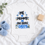 Me Plus Mommy Equals One Broke Daddy Baby Bodysuit, Funny Baby Boy Outfit, New Dad Gift, Father’s Day Infant Romper - Thumbnail Image 3
