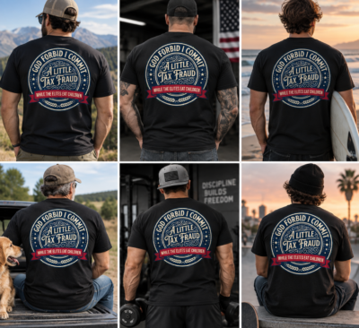Alternative view of God Forbid I Commit A Little Tax Fraud Shirt, Dark Humor Political Satire T-Shirt, Funny Sarcastic Statement Tee