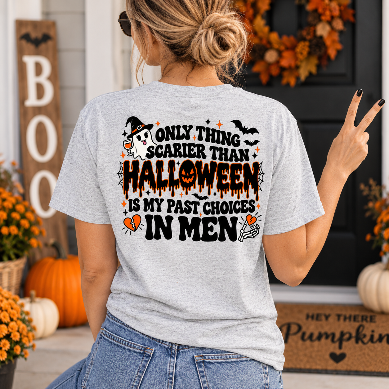 Only Thing Scarier Than Halloween Is My Past Choices In Men Shirt, Funny Women Halloween T-Shirt - Image 8