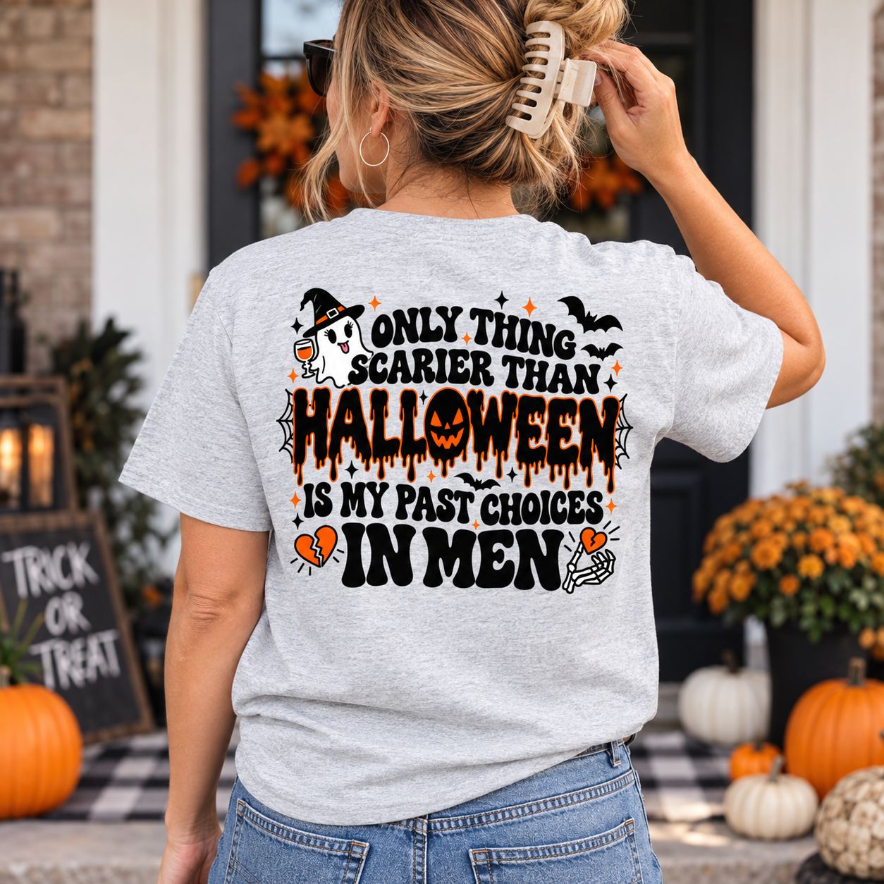 Only Thing Scarier Than Halloween Is My Past Choices In Men Shirt, Funny Women Halloween T-Shirt - Image 9