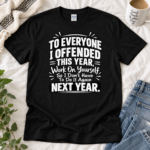 To Everyone I Offended This Year Shirt, Work On Yourself So I Don’t Have To Do It Again Funny Sarcastic T-Shirt - Thumbnail Image 2