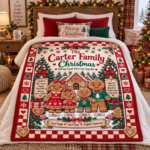 Personalized Gingerbread Family Christmas Blanket, Custom Family Name & Kids Names Holiday Blanket, Cute Gingerbread Christmas Gift for Family - Thumbnail Image 11