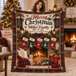 Personalized Family Christmas Fireplace Blanket, Custom Family Name & Stocking Names Holiday Blanket, Cozy Christmas Gift for Family - Thumbnail Image 9