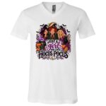 Just a Girl Who Loves Witchy Halloween Shirt, Cute Witch Girls Halloween T-Shirt, Spooky Season Witch Lover Tee, White, V-Neck T-Shirt