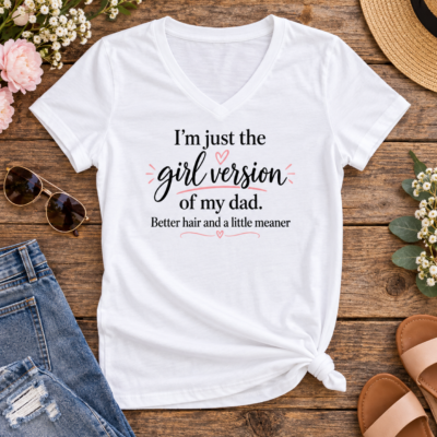 Alternative view of I’m Just the Girl Version of My Dad Shirt, Better Hair Little Meaner Funny Daughter T-Shirt, Dad Daughter Gift Tee