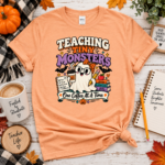 Teaching Tiny Monsters Halloween Teacher Shirt, Funny Ghost Teacher T-Shirt, Spooky Preschool Elementary Teacher Coffee Tee - Thumbnail Image 4