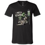 I Need Vitamin C Ash T-Shirt, Funny Cash Money Skeleton Shirt, Vitamin Cash Pun Tee, Sarcastic Money Lover Graphic Shirt, Black, V-Neck T-Shirt