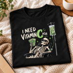 I Need Vitamin C Ash T-Shirt, Funny Cash Money Skeleton Shirt, Vitamin Cash Pun Tee, Sarcastic Money Lover Graphic Shirt - Thumbnail Image 3