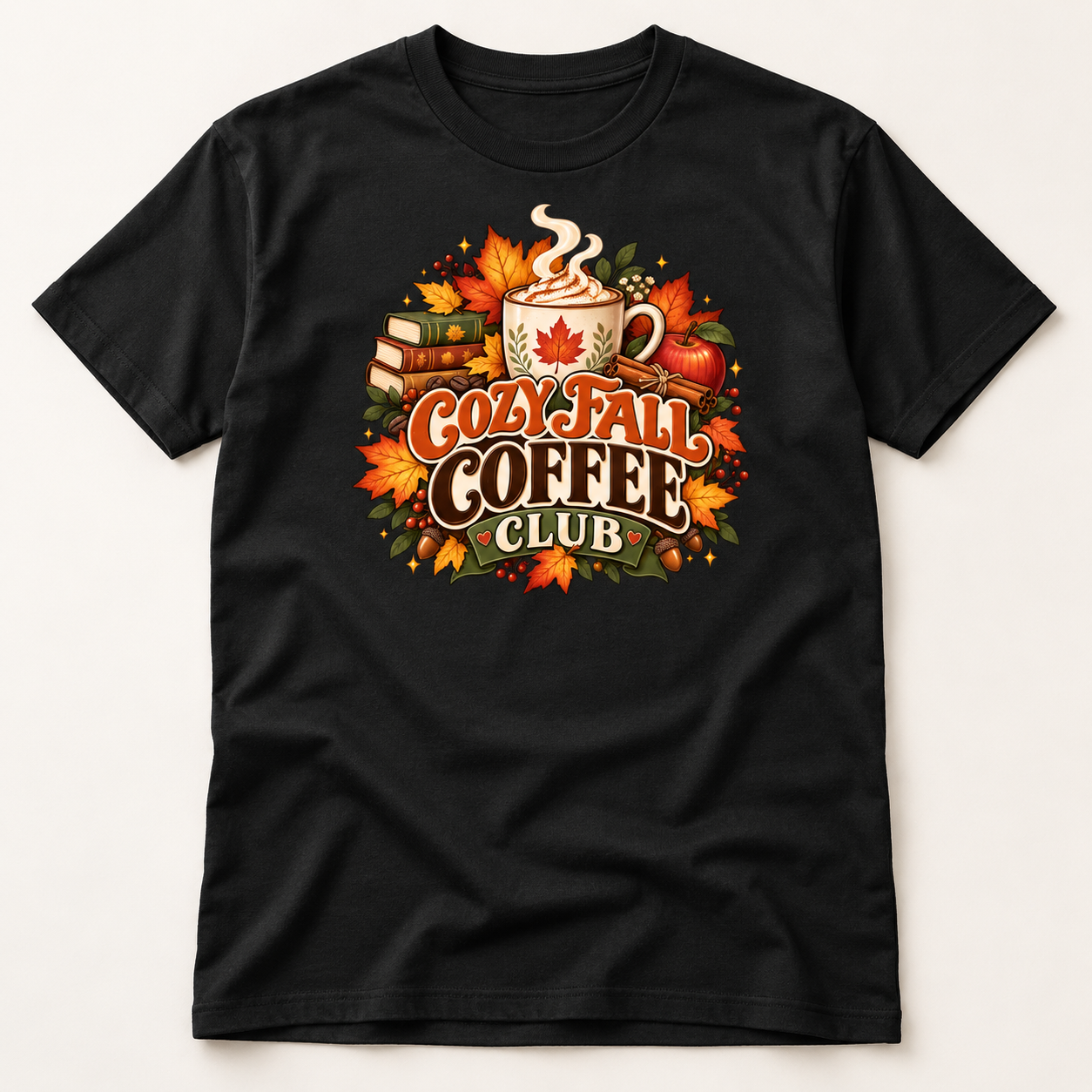 Cozy Fall Coffee Club Shirt – Autumn Coffee Lover T-Shirt, Maple Leaf Latte Fall Gift - Image 8