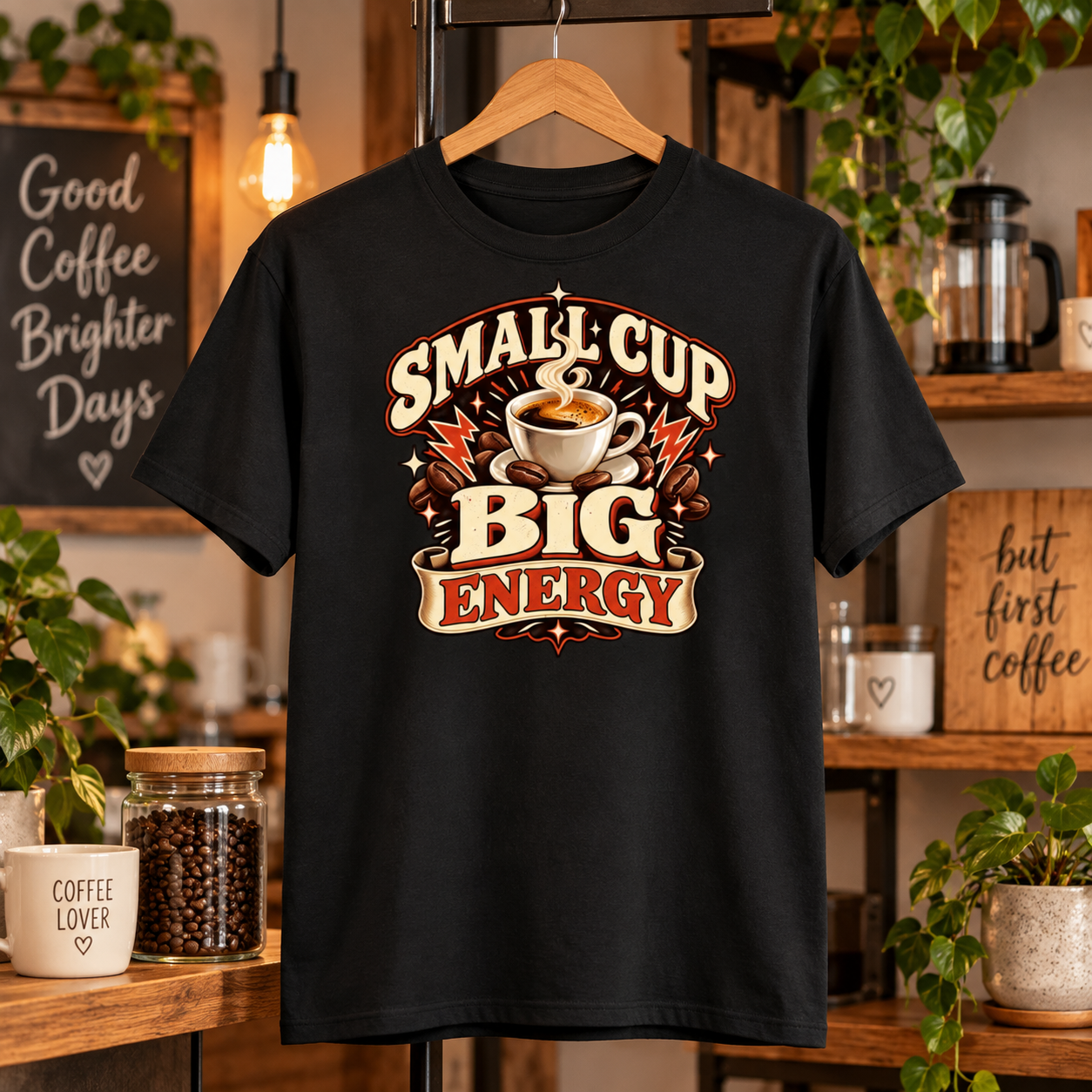 Small Cup Big Energy Shirt – Funny Espresso Coffee T-Shirt, Caffeine Lover Gift - Image 5