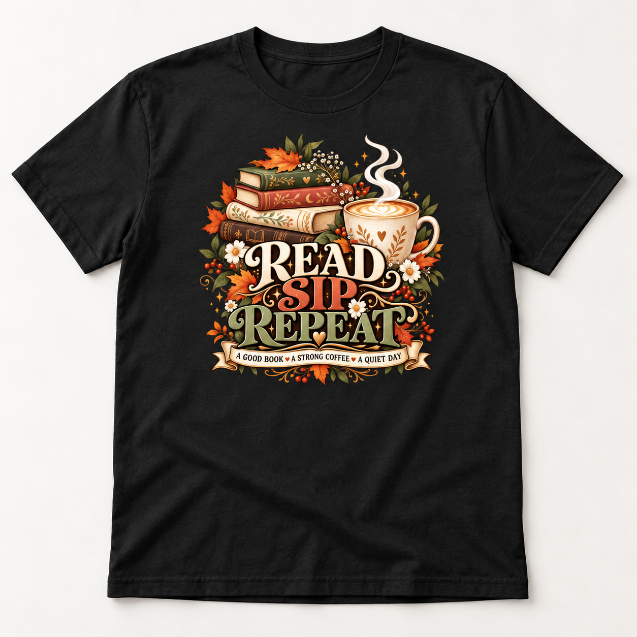 Read Sip Repeat Shirt – Book Lover Coffee T-Shirt, Cozy Fall Reading Gift for Bookish Coffee Lover - Image 7