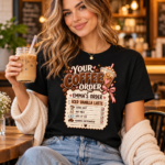 Personalized Coffee Order Shirt – Custom Name Iced Coffee Lover T-Shirt, Funny Latte Gift for Her - Thumbnail Image 3