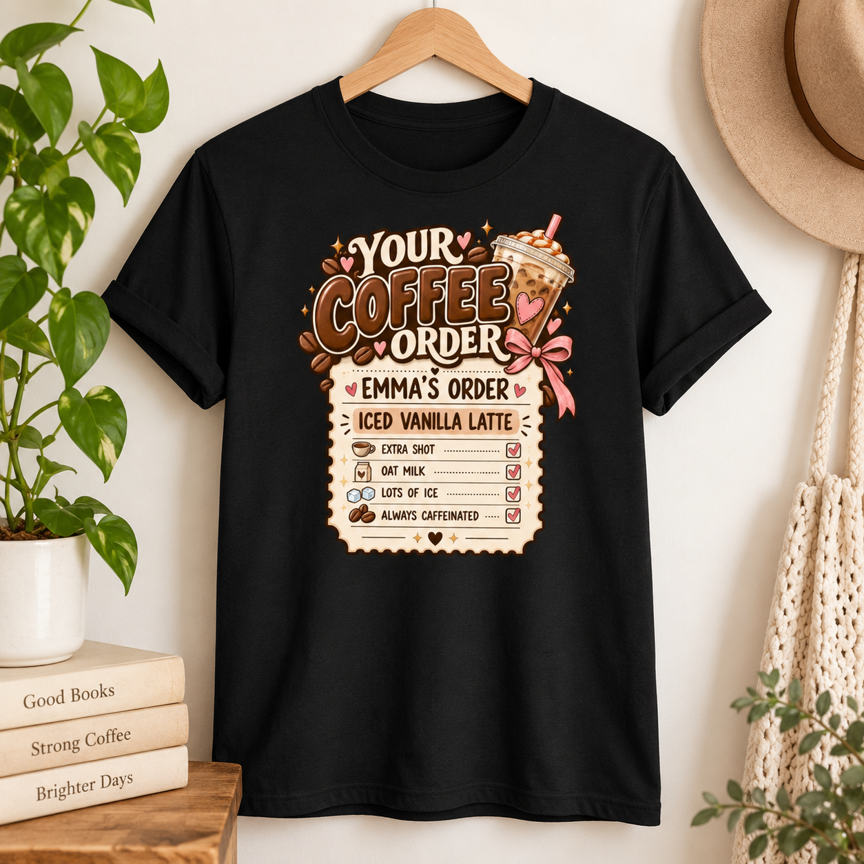 Personalized Coffee Order Shirt – Custom Name Iced Coffee Lover T-Shirt, Funny Latte Gift for Her - Image 5