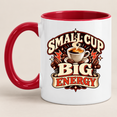 Alternative view of Small Cup Big Energy Coffee Mug – Funny Espresso Lover Gift, Retro Caffeine Coffee Cup