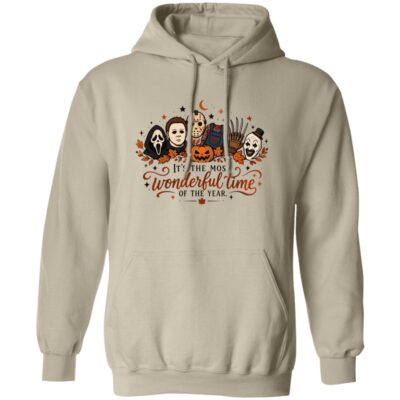 Horror Halloween Sweatshirt – It’s The Most Wonderful Time of the Year Hoodie, Spooky Season Long Sleeve, Sand, Hoodie