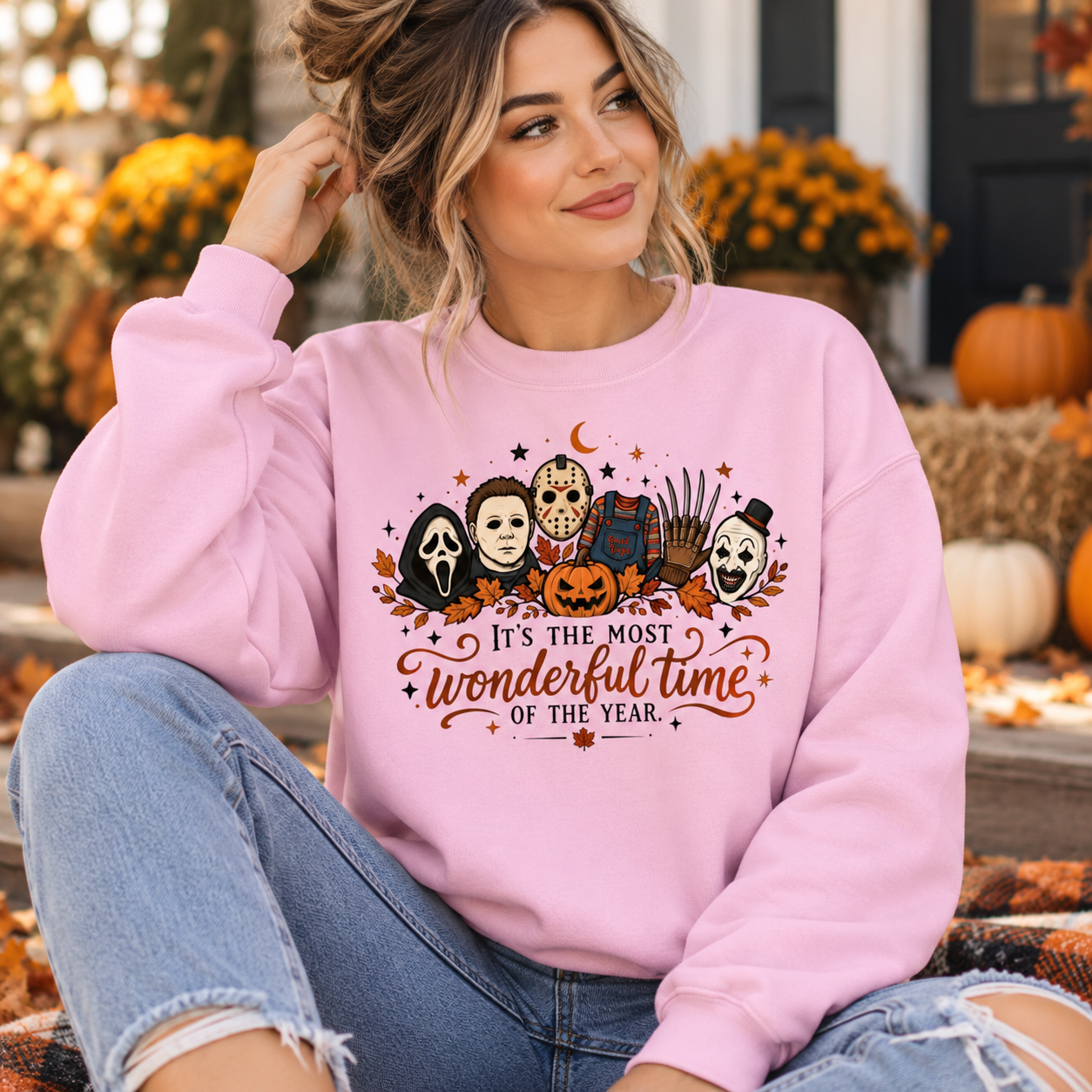 Horror Halloween Sweatshirt – It’s The Most Wonderful Time of the Year Hoodie, Spooky Season Long Sleeve - Image 6