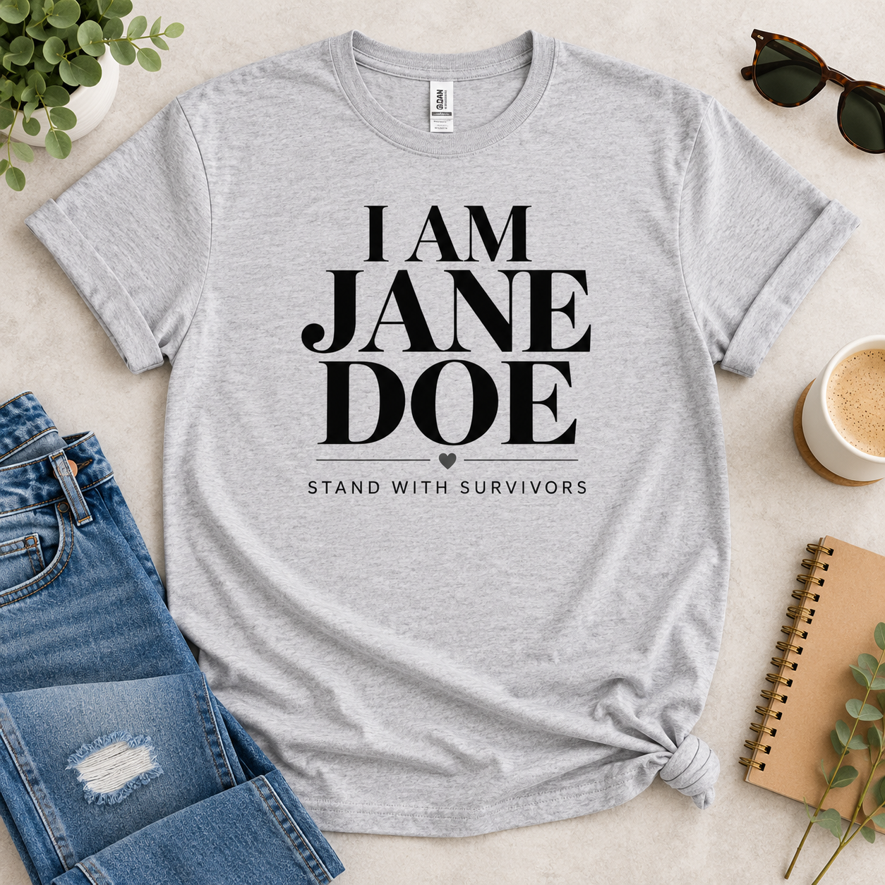 I Am Jane Doe Shirt, Stand With Survivors T-Shirt, Minimal Survivor Support Tee, Jane Doe Solidarity Shirt - Image 6
