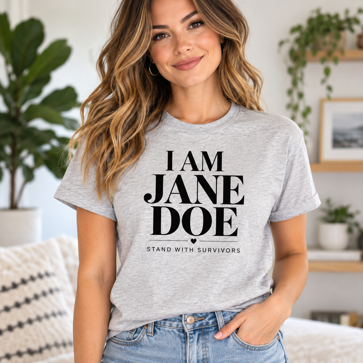 I Am Jane Doe Shirt, Stand With Survivors T-Shirt, Minimal Survivor Support Tee, Jane Doe Solidarity Shirt - Image 7