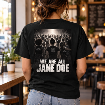 Alternative view of We Are All Jane Doe Back Print T-Shirt, Women Solidarity Shirt, Survivor Support Tee, Stand With Her Graphic Shirt