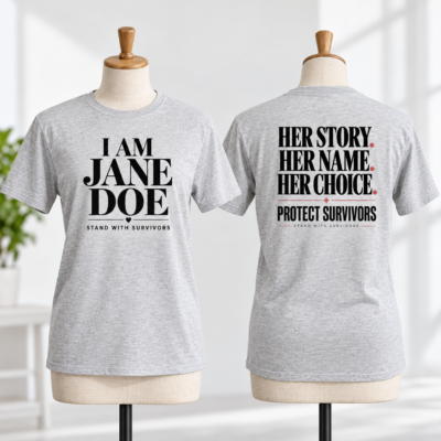 Alternative view of I Am Jane Doe Shirt 2 Sides, Stand With Survivors Tee, Her Story Her Name Her Choice Shirt, Survivor Support Awareness T-Shirt