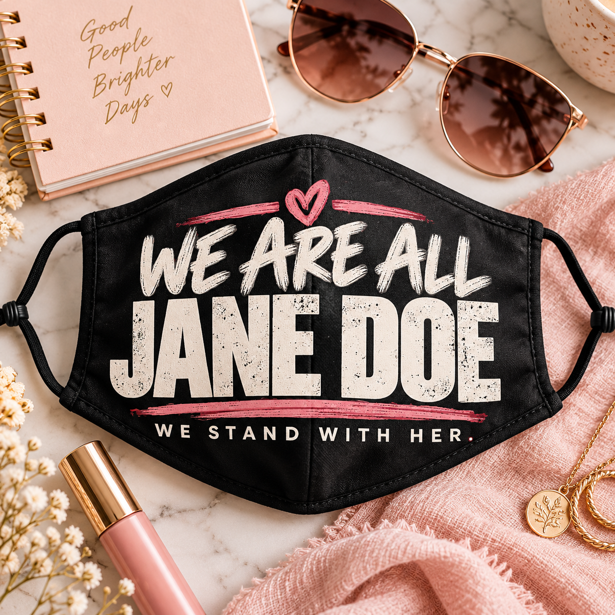 We Are All Jane Doe Face Mask, We Stand With Her Mask, Survivor Support Face Covering, Women Solidarity Mask - Image 5